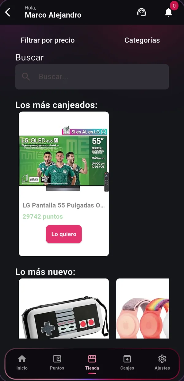 Fuerza Maestra · Tienda de premios